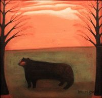 Bear, Trees and Pink Sky 