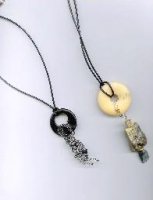 Black Onyx Necklace and White Amulet Necklace 