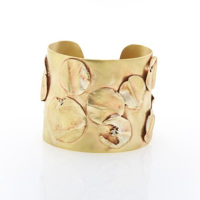 Francesca Lewis Kennedy  - Brass Cuff with Brass Leaves