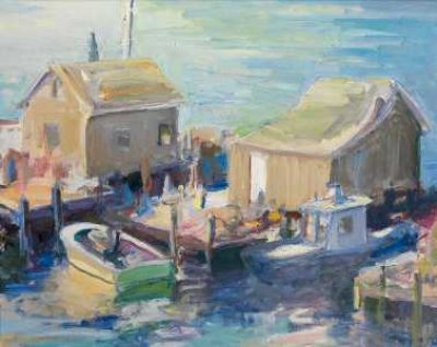 Joan E. Kennedy - Menemsha with Motorboat