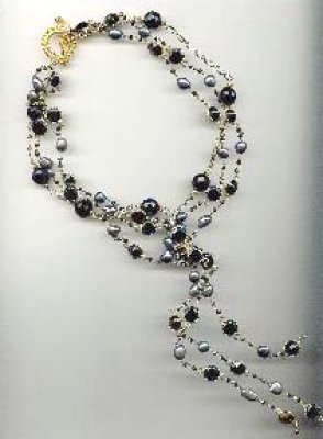 Francesca Lewis Kennedy - Draped Onyx and Pearl Necklace