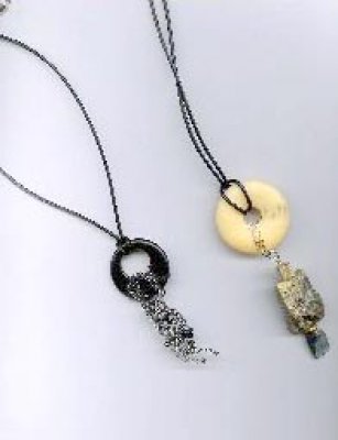 Francesca Lewis Kennedy - Black Onyx Necklace and White Amulet Necklace 