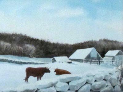 Anthony Benton Gude - Oxen in Winter