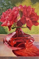 Red Flowers and Vase