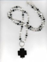Rock Crystal Black Onyx Long Strand Necklace
