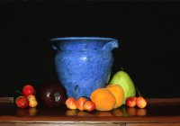 Blue Vase and Fruit