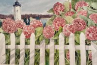 Edgartown Light and Hydrangeas