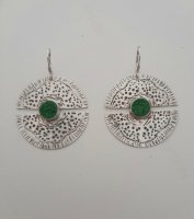 Holding it Together Series: Large Textured Sterling with Uvarovite Garnet Drussi Earrings