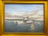 Island Steamer Sankaty Approaching Nantucket Harbor