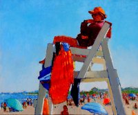 Lifeguard with Orange Towel