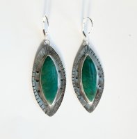 Marquise Shaped Java Wood Opal Earrings