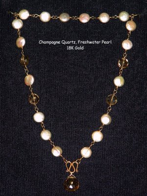 Rani Connor - Champagne Quartz & Freshwater Pearl 18k Gold