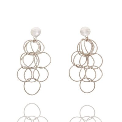 Francesca Lewis Kennedy  - Silver Frothy Chain Earrings, Post Tops