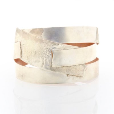 Francesca Lewis Kennedy  - Sterling/Brass Bi-Metal 3 Strand Wound Strip Bracelet