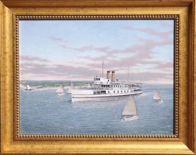 Charles Fran Kenney - Island Steamer Sankaty Approaching Nantucket Harbor