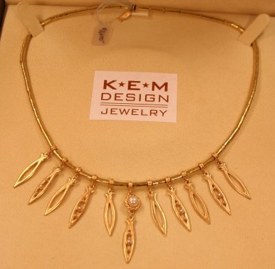 Karen English-Malin - Multi Fish Rope Pearl Gold Necklace
