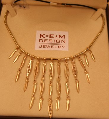 Karen English-Malin - Multi Fish with Pearls Gold Necklace