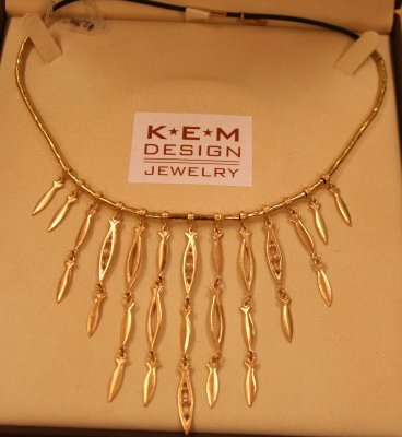 Karen English-Malin - Multi Fish with Pearls Gold Necklace