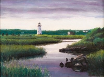 Warren V. Gaines - Passing Storm over Edgartown Light 