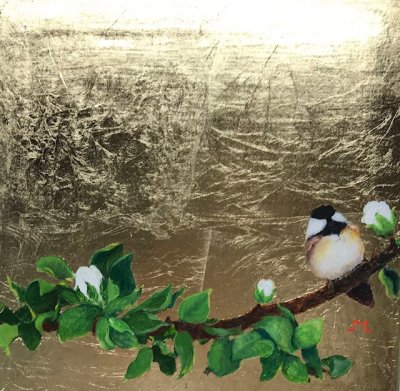 Sally Martone - Chickadee with Small Flowers