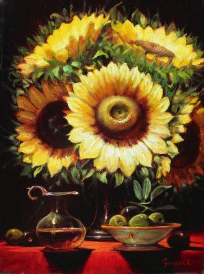 Sean Farrell - Tuscan Olives with Sunflowers