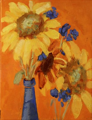 Ellen Liman - Mv Sunflowers and Blue Flowers