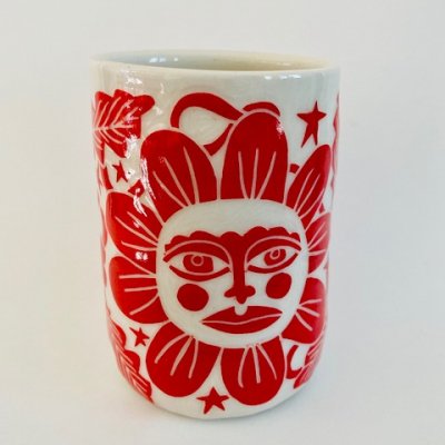 Abbey Kuhe - Red Flower Face Mug
