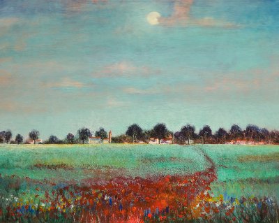 Maya Farber - Poppy Field in the Moonlight