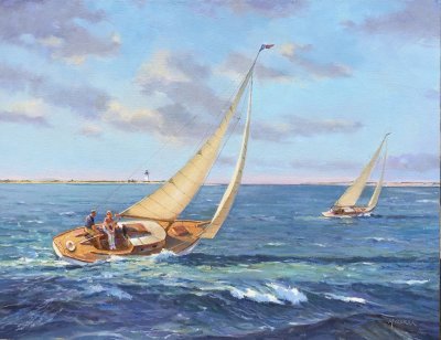 Leonard Mizerek - Sailing by Edgartown
