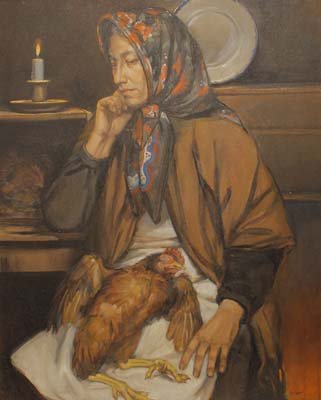 Ann Leggett - Woman Holding a Chicken