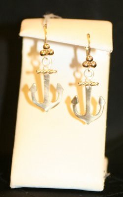 Karen English-Malin - Gold Anchor Earrings
