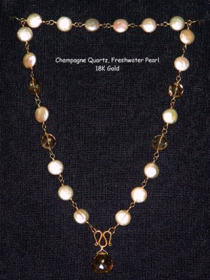 Rani Connor - Chapagne Pearl and Quartz Necklace