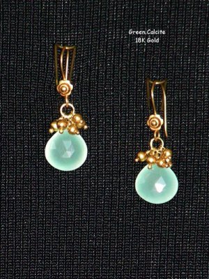 Rani Connor - Green Calcite and Gold Earrings